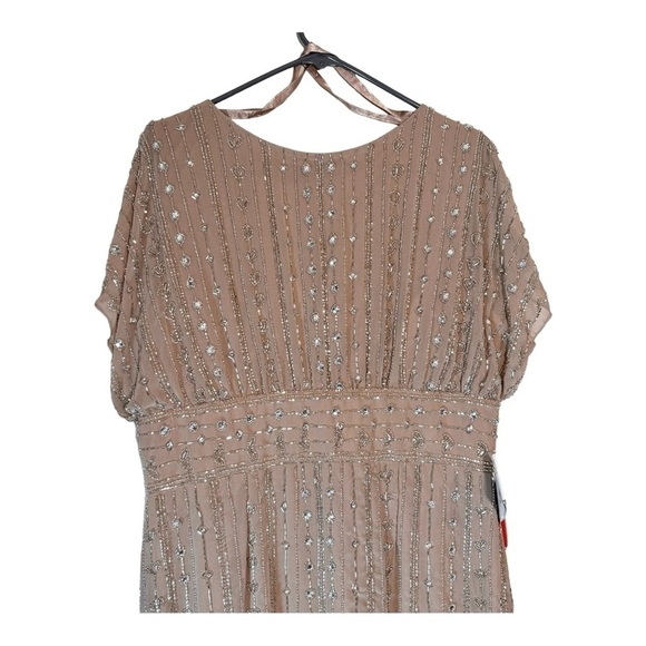 Mac Duggal Beaded Cap Sleeve Column Midi Dress in Dark Mocha NWT - Picture 4 of 7